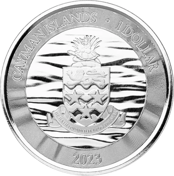 2023 - Cayman Islands $1 Stingray Rays 1 Oz Silver 999 Proof Like