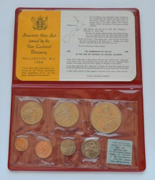 1969 NEW ZEALAND 7 COIN UNCIRCULATED SPECIAL ISSUE MINT SET - sealed pack