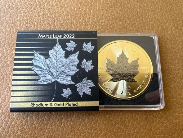 2022 - Maple Leaf Canada Silber + Rhodium Gold 1 oz / Unze
