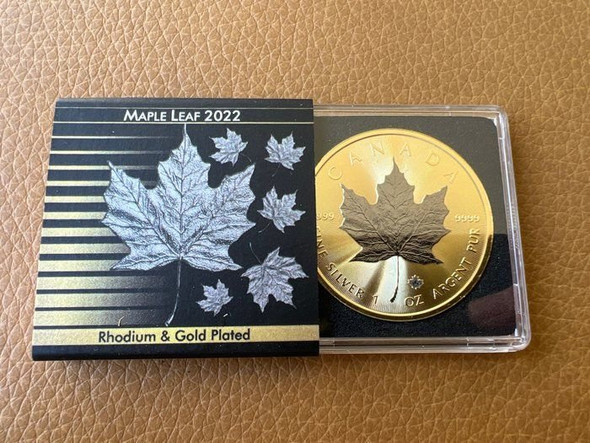 2022 - Maple Leaf Canada Silber + Rhodium Gold 1 oz / Unze
