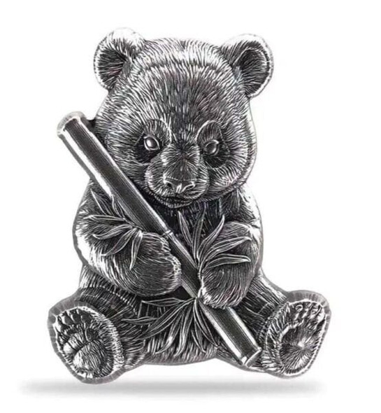 2024 Chad Panda Shaped High Relief 1 oz .999 Silver Coin Box/COA Mintage 1000