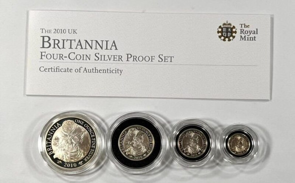 2010 UK Britannia Four-Coin Silver Proof Set