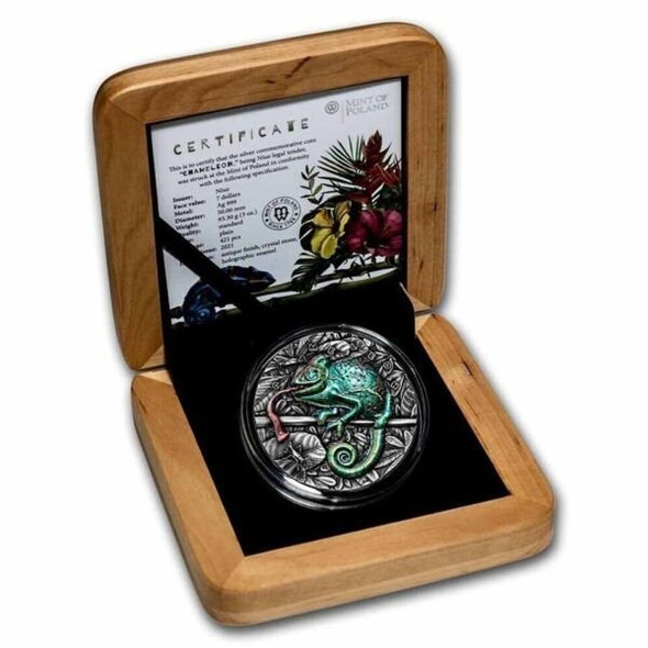 2021 Niue Amazing Animals Chameleon 3oz Silver Coin