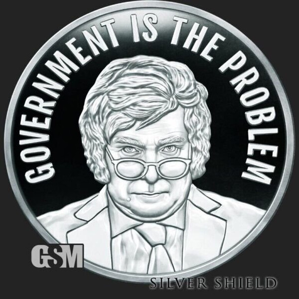 2024 1OZ GOVERNMENT IS THE PROBLEM PROOF - Silver Shield .999 Pure - "iN-HAND"