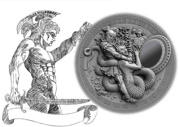 2018 - Niue 2 Dollars Demigods Perseus High Relief Silver Coin
