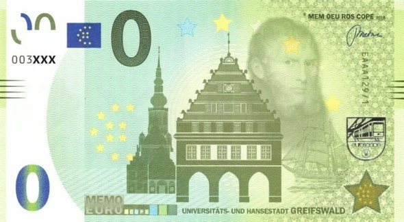 2018 - 0 euro note, memo, UNIVERSITY AND HANSESTADT GREIFSWALD, EAAA129/1