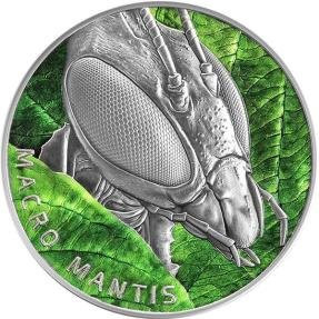 2022 - Macro Mantis Macro Insects 2 oz Antique finish Silver Coin 5$ Niue