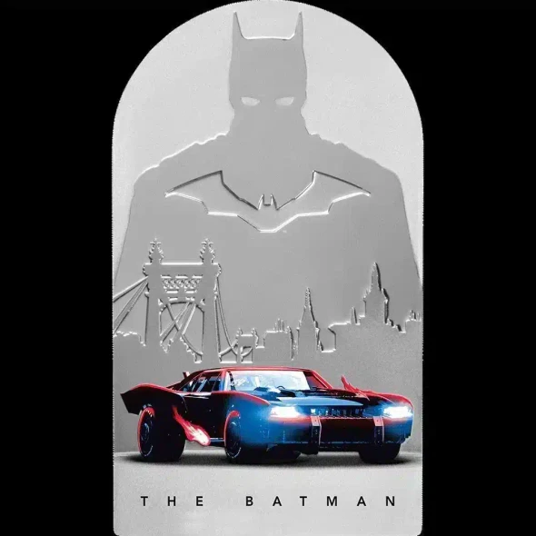 2022 Niue DC Comics The Batman Movie Poster Silver Proof $2 Coin Batmobile OGP