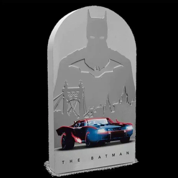 2022 Niue DC Comics The Batman Movie Poster Silver Proof $2 Coin Batmobile OGP