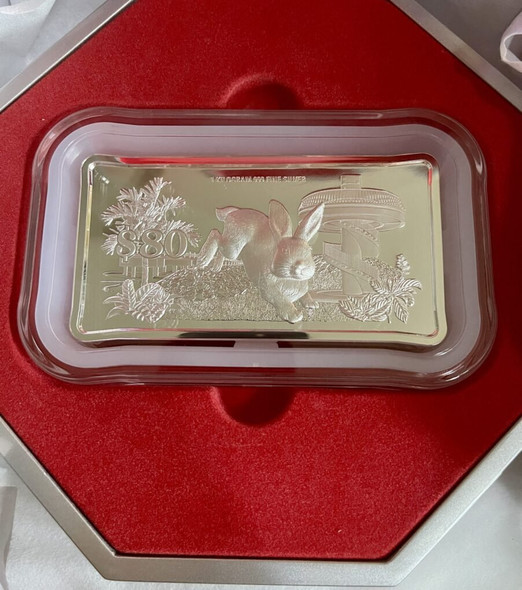 2023 1 kilo silver proof like coin $80 rabbit monetary authority of singapore