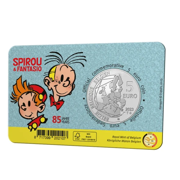2023 - Belgium 5 Euro 85 Years Spirou & Fantasio Colored