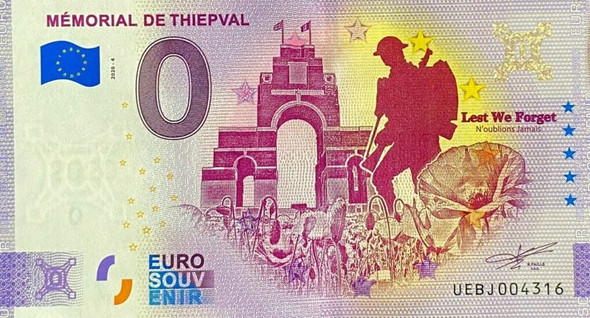 2020 - Memorial De Thiepval France Bill Number 3600