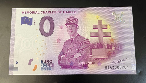 2012 - 0 Euro-Schein FRANKREICH - MEMORIAL CHARLES DE GAULLE