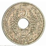 1938 - French Indochina Coin 5 Cents INDOCHINE FRANCAISE