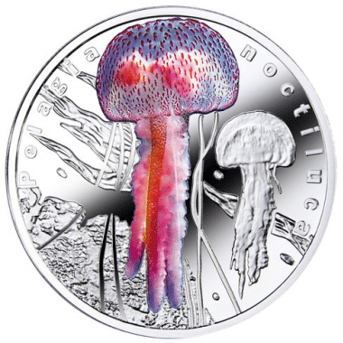 2016 - PELAGIA NOCTILUCA Bioluminescent Animals Medusa Jellyfish Silver Coin 1$