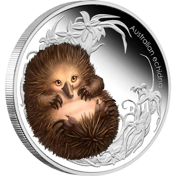 2013 50c Australian Bush Babies II Echidna 1/2oz Silver Coloured Proof Coin