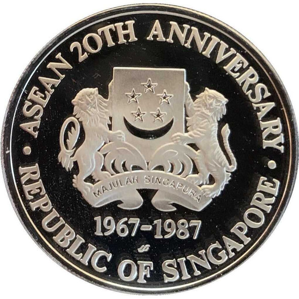 1967-1987 ASEAN 20TH Anniversary Singapore$10 Coin physical World Coins 