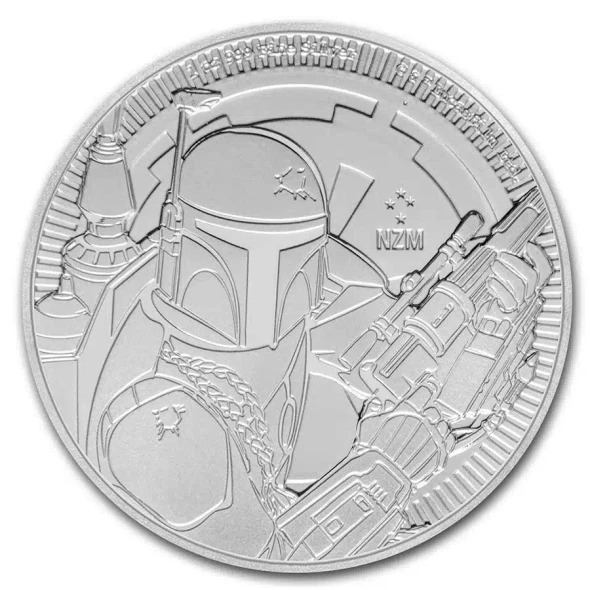 2020 Niue 1 TROY OZ SILVER BU Star Wars BOBA FETT Coin with CLOUD CITY Backdrop