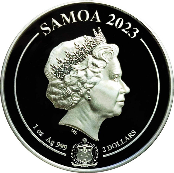 2023 - Golden Eagle 1 oz Silver 999 2 Dollar Samoa PL / Prooflike Silver Coin
