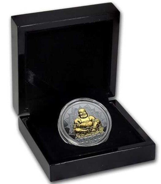 2017 - 2 Oz BLACK PROOF Silver $10 Palau LAUGHING BUDDHA High Relief Coin. physical World Coins No Show Mint