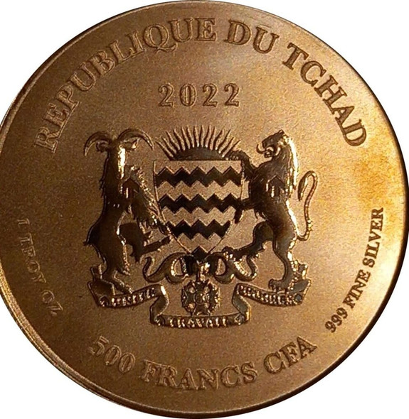 2022 - Scorpion 1 oz 999 Silver Chad 500 Francs Proof Like