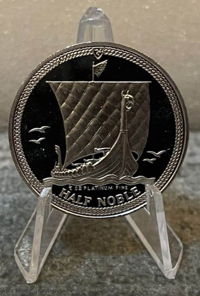 1988 Isle of Man issue Half Noble Viking Long Boat 1/2oz Platinum BU Coin