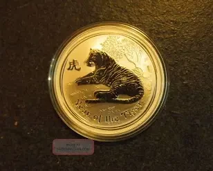 2010 Australia $1 + $15 (Series II) Lunar Year of Tiger Colorized Silver Coin
