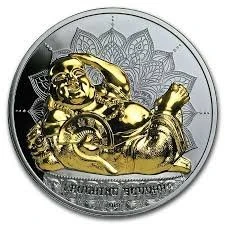 2018 - Palau $10 Laughing Buddha 2oz Silver Black Proof Coin