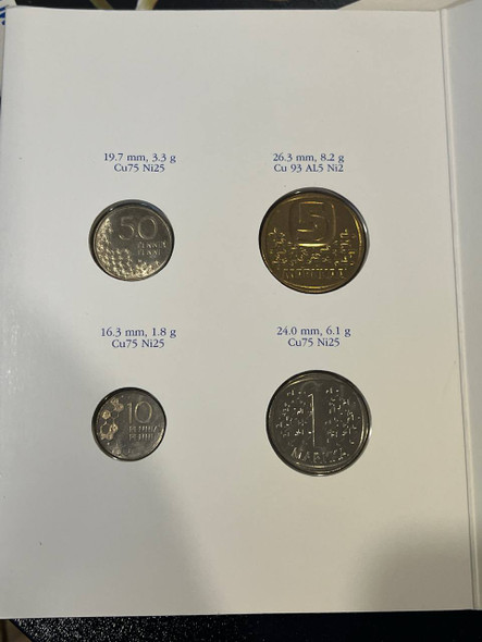 1991 Suomi Finland Coinage Markkaa 4-Coin Set