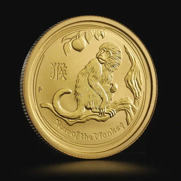 2014 Bhutan NU1000 Lunar Year of Monkey - 1/4oz Colorized Gold Proof Coin