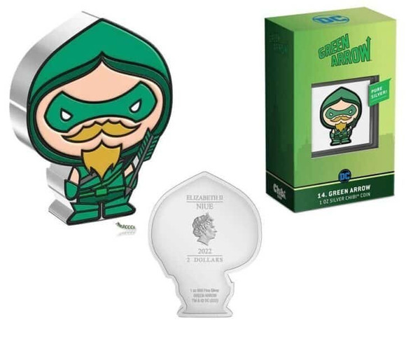2022 Niue DC Comics Green Arrow 1oz Silver Chibi Proof Coin