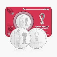2022 - Qatar set 3 coins World Cup official colorful commemorative coin set, UNC