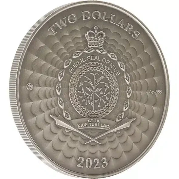 2023 - Sasquatch World of Cryptids 1 oz Antique finish Silver Coin 2$ Niue