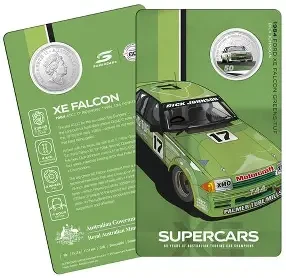 2021 Supercars Ford XE Falcon PNC/FDC RAM 50 cent colored coin &amp; $1 Ford Stamp