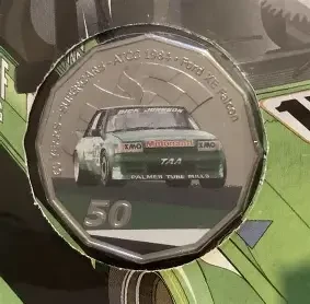 2021 Supercars Ford XE Falcon PNC/FDC RAM 50 cent colored coin &amp; $1 Ford Stamp