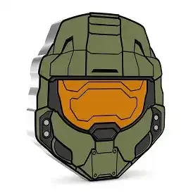 2021 - MASTER CHIEF HELMET - Halo 1 Oz Silver Coin $2 Dollars Niue physical Licensed & Pop Culture New Zealand Mint