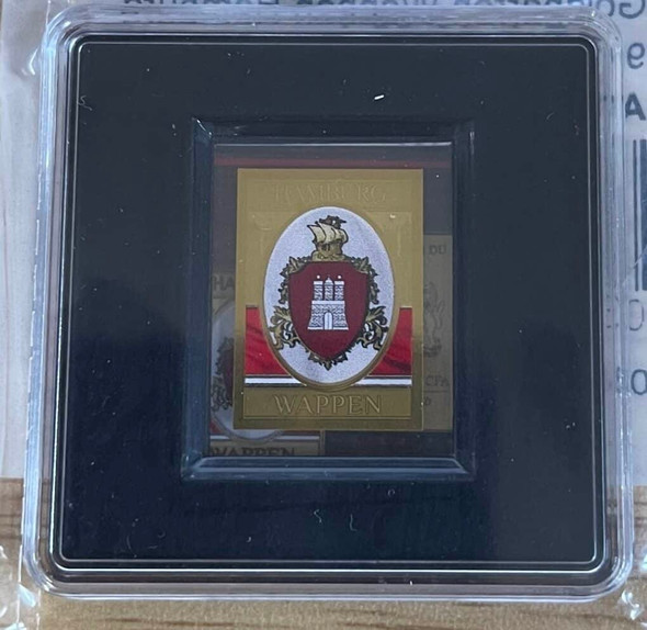2020 - Gold Coin Bars Motif Coat of Arms Hamburg, 999 Gold 1/500oz,16 x 22.4mm, Echth.-Zert