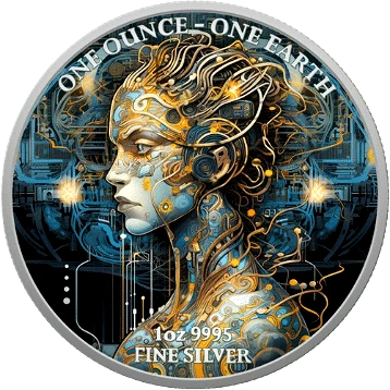 2022 - 1 Oz Silver $1 Fiji Glow In The Dark ARTIFICIAL INTELLIGENT BEAUTY Coin physical Themed Coins 