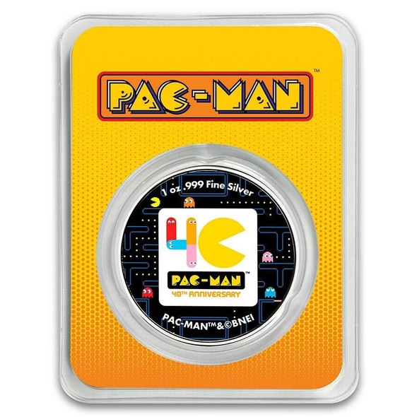 2020 Niue PAC-MAN 1 oz Colorized SILVER Coin in TEP ~ 40th Anniversary Pacman