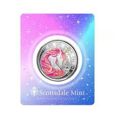 2023 - Ghana Unicorn ""Blossom"" 1oz Silver 999 Color with Certi Log Coincard