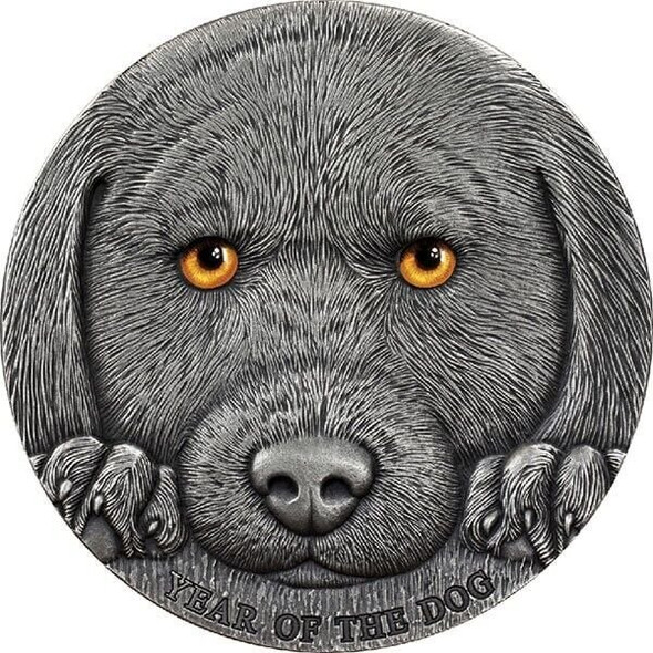 2018 - Year of the Dog 3 oz Antique finish Silver Coin 3000 Francs CFA Cameroon