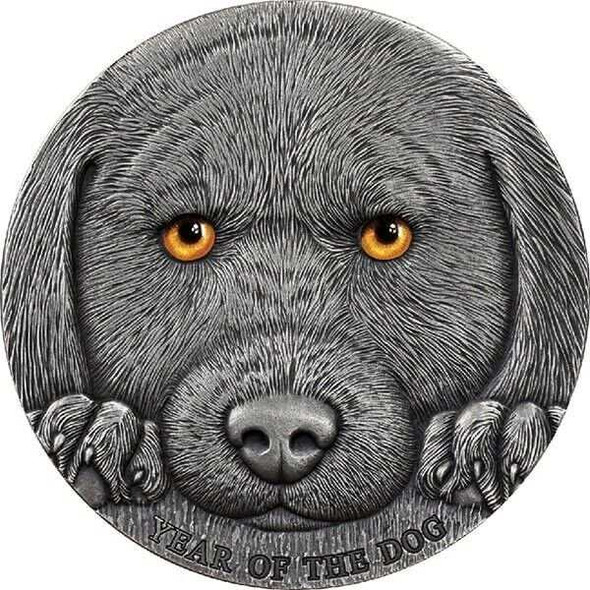 2018 - Year of the Dog 3 oz Antique finish Silver Coin 3000 Francs CFA Cameroon physical High Relief No Show Mint