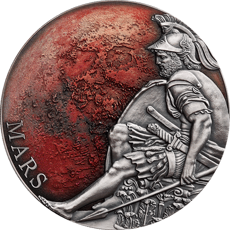 2020 - Mars Planets and Gods 3 oz Antique finish Silver Coin CFA Cameroon