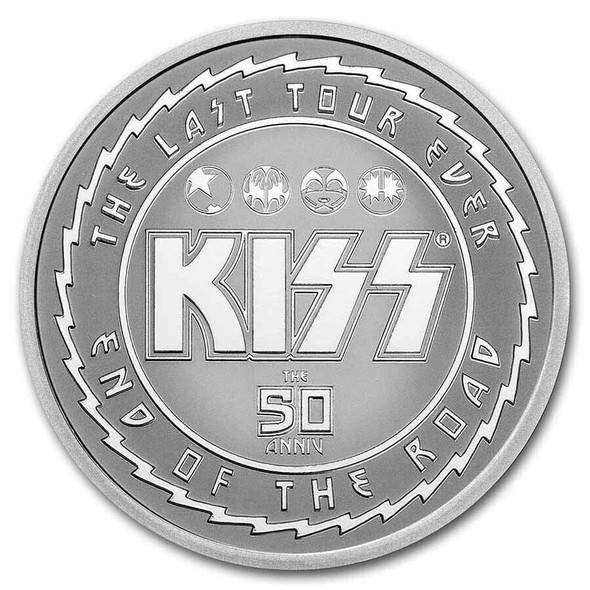 2023 - 50 Years KISS 1oz 999 Niue $2 Silver Coin Silver ST/BU