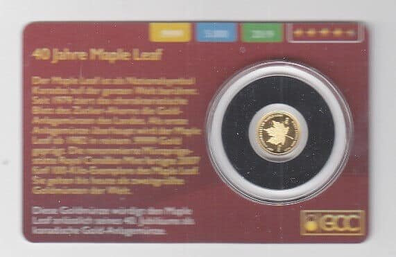 2019 - Gold Coin Card - Gabon 1000 Francs Gold PP 40 Years Maple Leaf