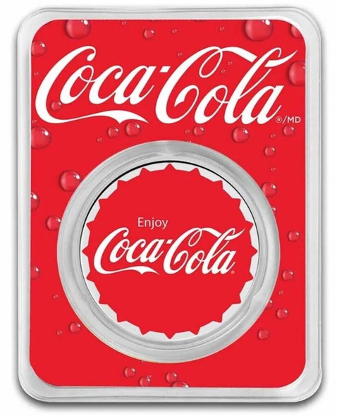 Coca-Cola® 1 oz .999 Silver Colorized Round (Bottle Cap) In TEP