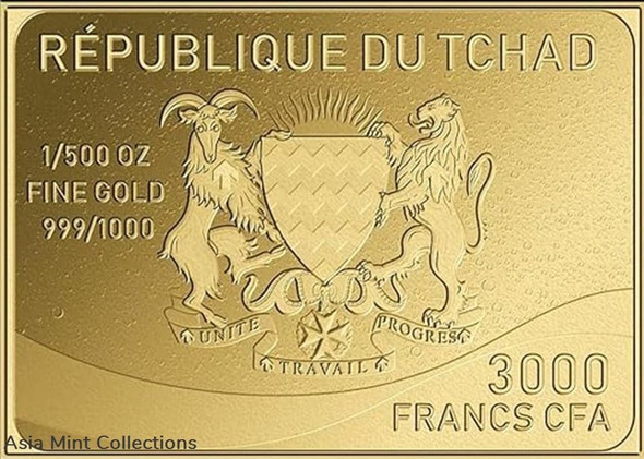 2023 - ENJOY COCA COLA Through Decades 1/500 Oz Gold Coin 3000 Francs Chad