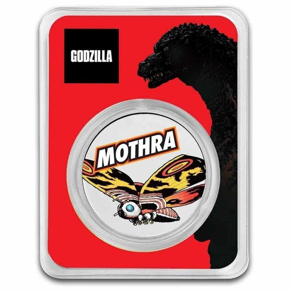 2023 - Mothra Godzilla Silver Coin Color 1 Oz 999 Niue $2 ST/BU