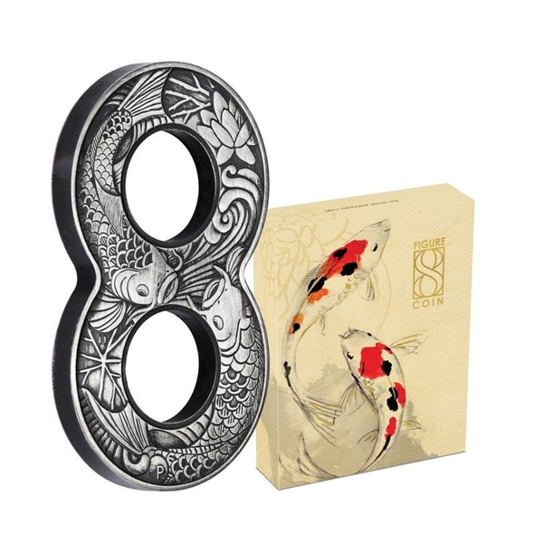2019 Figure Eight Koi Fish - 2oz Silver Antiqued