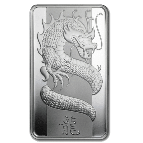 2012 - PAMP Year of the Dragon 100 gram Silver Bar In Assay Card